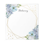 Waterverf Blue Floral Pesonalized Notitieblok (Voorkant)