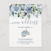 Waterverf Blue Floral | Verplaatsingsaankondiging Aankondigingskaart (Voorkant)