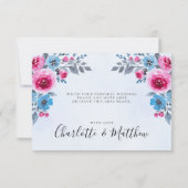 Waterverf Blue Floral Weddenschap Hartelijk dank Kaart (Achterkant)