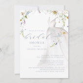 Waterverf Blue Floral Wedding Dress Vrijgezellenfe Kaart (Voorkant)