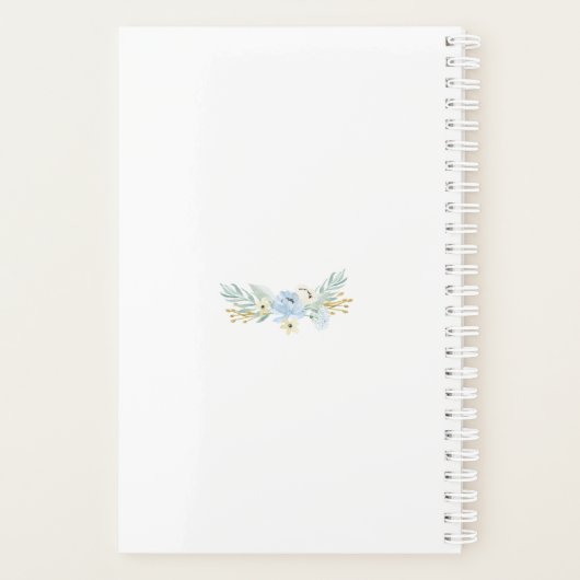 Waterverf Blue Floral Wedding Planner (Achterkant)