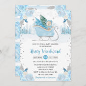 Waterverf Blue Floral Winter Beer Baby shower Kaart (Voorkant / Achterkant)