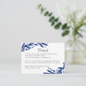 Waterverf blue floral winter bruiloft informatiekaartje (Staand voorkant)