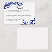 Waterverf blue floral winter bruiloft informatiekaartje (Voorkant / Achterkant)