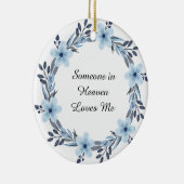 Waterverf Blue Floral Wreath Memorial Keepslag Keramisch Ornament (Rechts)