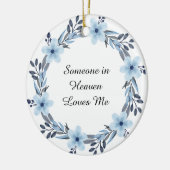 Waterverf Blue Floral Wreath Memorial Keepslag Keramisch Ornament (Links)