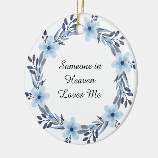 Waterverf Blue Floral Wreath Memorial Keepslag Keramisch Ornament (Links)