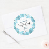 Waterverf Blue Floral Wreath Wedding Dank je Ronde Sticker (Envelop)