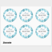 Waterverf Blue Floral Wreath Wedding Dank je Ronde Sticker (Vel)