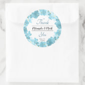 Waterverf Blue Floral Wreath Wedding Dank je Ronde Sticker (Tas)