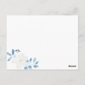 Waterverf Blue Flower Baby shower Invitation Briefkaart (Achterkant)