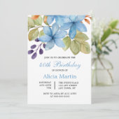 Waterverf Blue Flower Botanical Any Age Verjaardag Kaart (Staand voorkant)