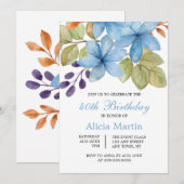 Waterverf Blue Flower Botanical Any Age Verjaardag Kaart (Voorkant / Achterkant)