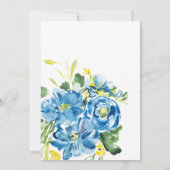 Waterverf Blue Flower Bouquet Wedding Kaart (Achterkant)