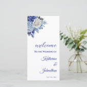 Waterverf Blue Flower Bouquet-Wedding-programma (Staand voorkant)