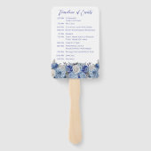 Waterverf Blue Flower Bouquet-Wedding-programma Handwaaier (Achterkant)
