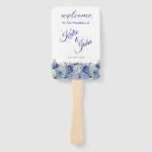 Waterverf Blue Flower Bouquet-Wedding-programma Handwaaier (Voorkant)