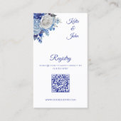 Waterverf Blue Flower Bouquet-Wedding Registry Visitekaartje (Voorkant)
