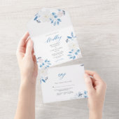 Waterverf Blue Flower Wedding Uitnodiging (Afscheurbaar)