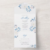 Waterverf Blue Flower Wedding Uitnodiging (Binnen)