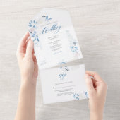 Waterverf Blue Flower Wedding Uitnodiging (Afscheurbaar)