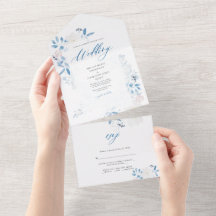 Waterverf Blue Flower Wedding Uitnodiging