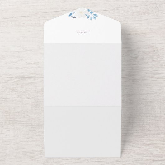 Waterverf Blue Flower Wedding Uitnodiging (Buitenkant)