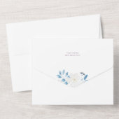 Waterverf Blue Flower Wedding Uitnodiging (Achterkant)