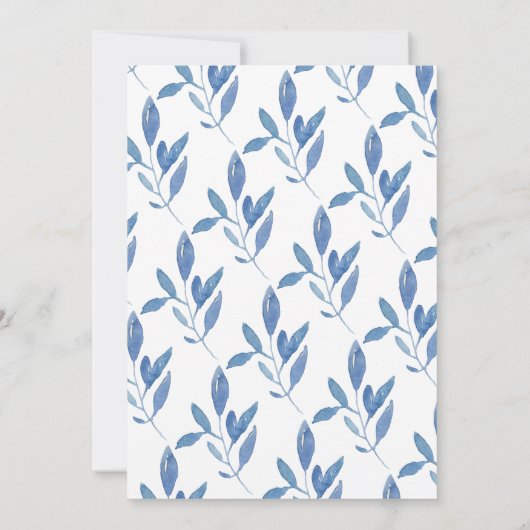 Waterverf Blue Flowers Baby shower Brunch Kaart (Achterkant)