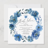 Waterverf Blue Flowers Baby shower Kaart (Voorkant)