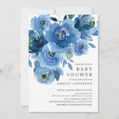 Waterverf Blue Flowers Baby shower Kaart (Voorkant)