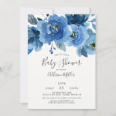 Waterverf Blue Flowers Baby shower Kaart (Voorkant)