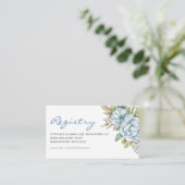 Waterverf Blue Flowers Baby shower Registry Informatiekaartje (Staand voorkant)