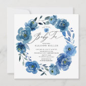 Waterverf Blue Flowers Baby shower Tea Kaart (Voorkant)