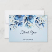 Waterverf Blue Flowers bedankje Bedankkaart (Voorkant)