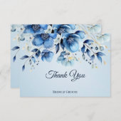 Waterverf Blue Flowers bedankje Bedankkaart (Voorkant / Achterkant)