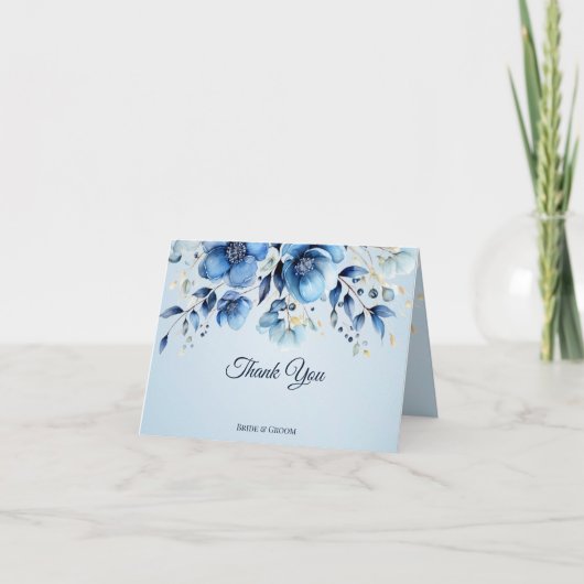 Waterverf Blue Flowers bedankje Bedankkaart (Voorkant)