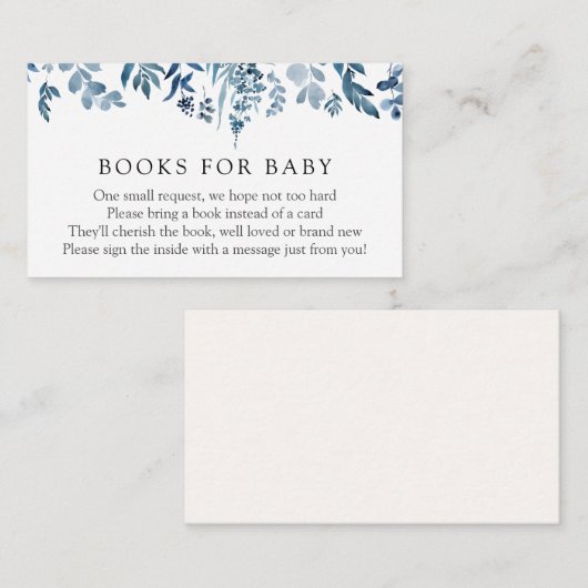 Waterverf Blue Flowers Books voor Baby insert card Informatiekaartje (Voorkant / Achterkant)