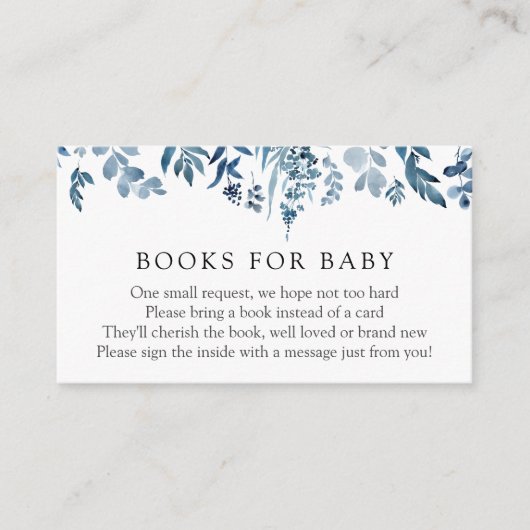 Waterverf Blue Flowers Books voor Baby insert card Informatiekaartje (Voorkant)