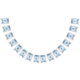 Waterverf Blue Flowers Bunting Flag Vlaggetjes