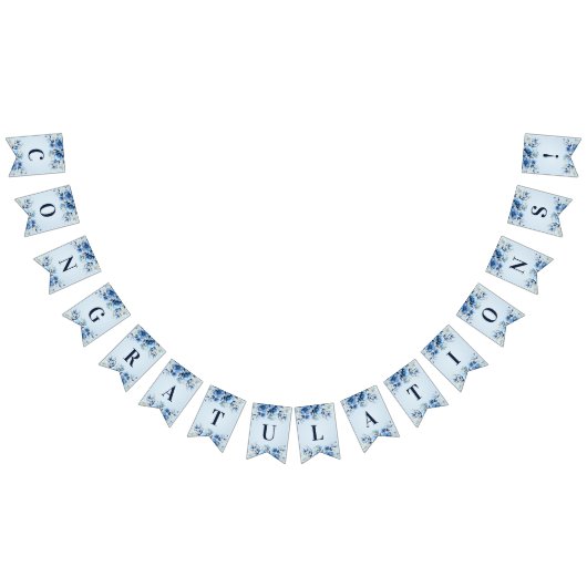 Waterverf Blue Flowers Bunting Flag Vlaggetjes (Alle)