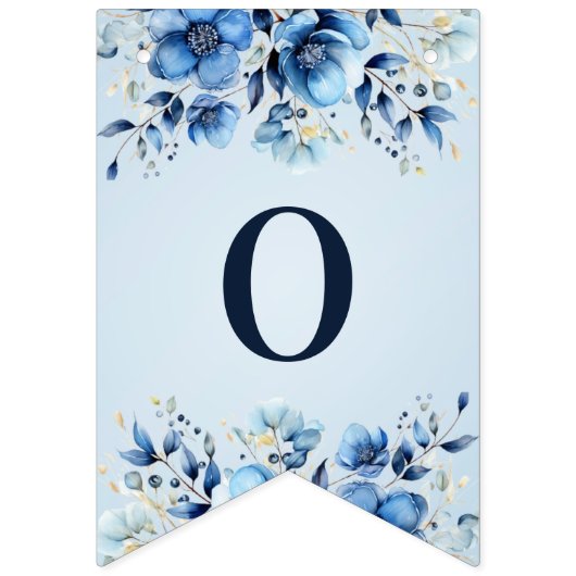 Waterverf Blue Flowers Bunting Flag Vlaggetjes (Tweede vlag)