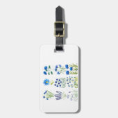 Waterverf Blue Flowers Collectie Chic Rustic Bagagelabel (Voorkant verticaal)
