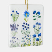 Waterverf Blue Flowers Collectie Chic Rustic Keramisch Ornament (Rechts)