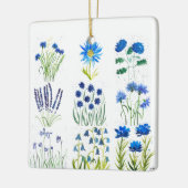 Waterverf Blue Flowers Collectie Chic Rustic Keramisch Ornament (Links)