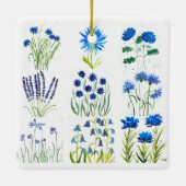 Waterverf Blue Flowers Collectie Chic Rustic Keramisch Ornament (Achterkant)