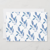 Waterverf Blue Flowers Elephant Baby shower Kaart (Achterkant)