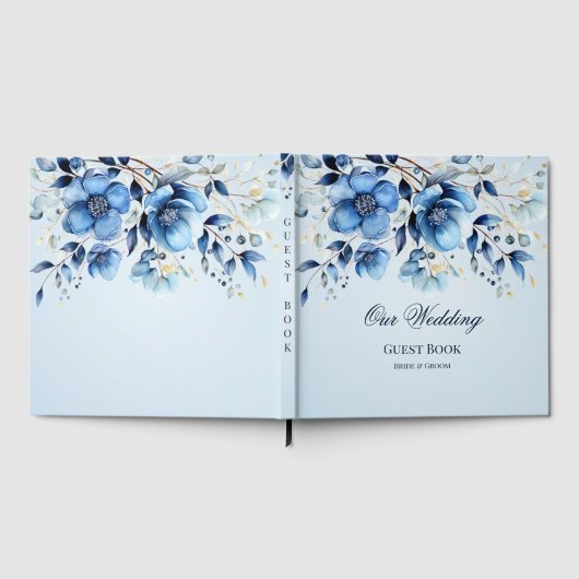 Waterverf Blue Flowers Gastenboek (Volledig)