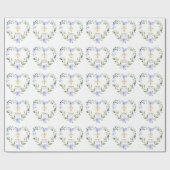 Waterverf Blue Flowers Gold Cross Boy Baptisme Cadeaupapier (Vlak)