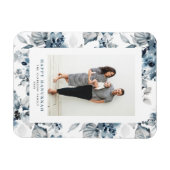 Waterverf Blue Flowers Happy Chanoeka Foto Magneet (Horizontaal)